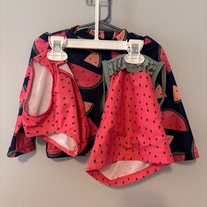 Carter’s toddler 3 piece swimsuit 12 months - Tankini & Sun Shirt - Watermelons